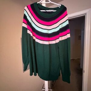 crown & ivy Green and Pink Striped Sweater